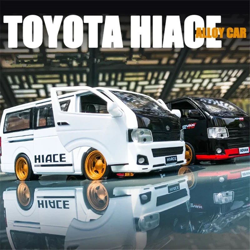 1:32 TOYOTA HIACE MPV Alloy Car Model Diecast Simulation Metal Toy Vehicles Car Model Sound and Light Collection Gifts