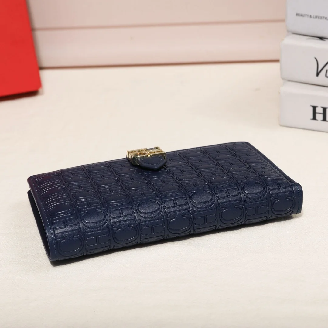 CH High Quality European and American Fashion Women's Wallet Coin Card Bag Large Capacity Buckle Flip Cover New Women's Wallet
