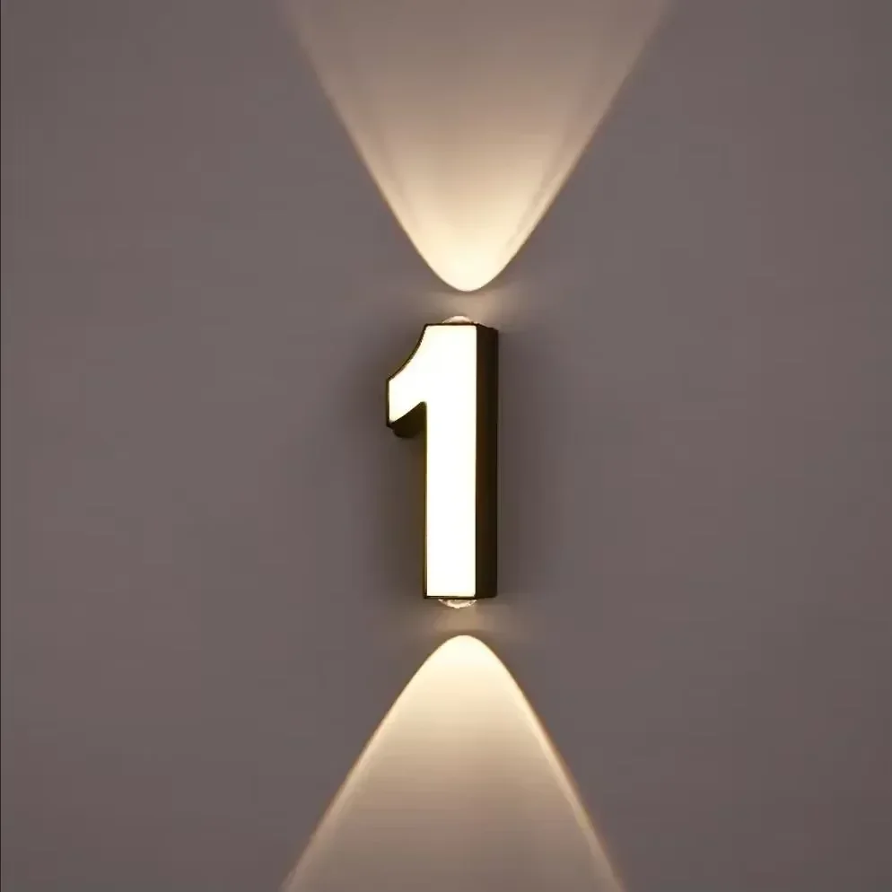 2025 AC85-265V 7W LED Wall Lamp Digit Number Indoor&Outdoor IP65 Waterproof Modern Minimalism Style Aluminum Porch Garden Lights