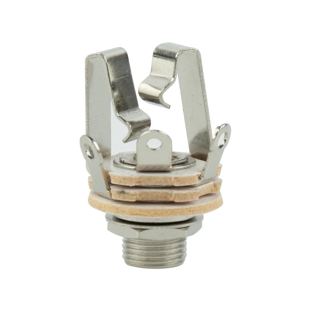 

High Quality Guitar Plug Electric Guitar Bass 1/4" (6.35mm) Active Pickups Stereo Chrome Nut Washer Stereo Jacks Socket