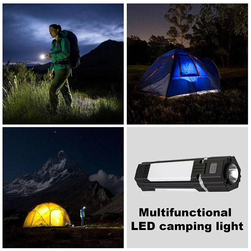 Rechargeable Outdoor Camping Light Tent Lamp Portable Foldable Flashlight Emergency Power Bank Work Floodlight