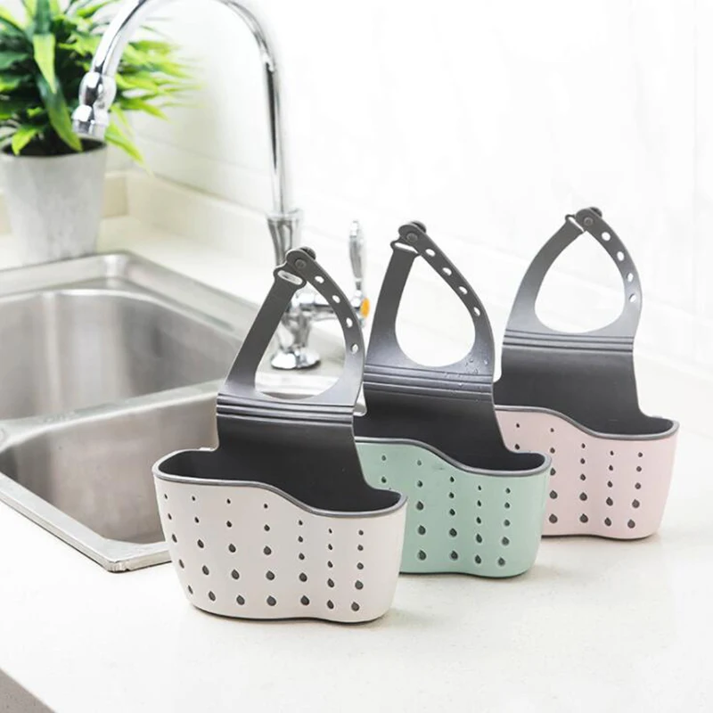 Kitchen Sink Drain Basket Hanging Bag Faucet Sponge Storage Rack Vegetable Washing Sink Punch-free Storage Hanging Basket