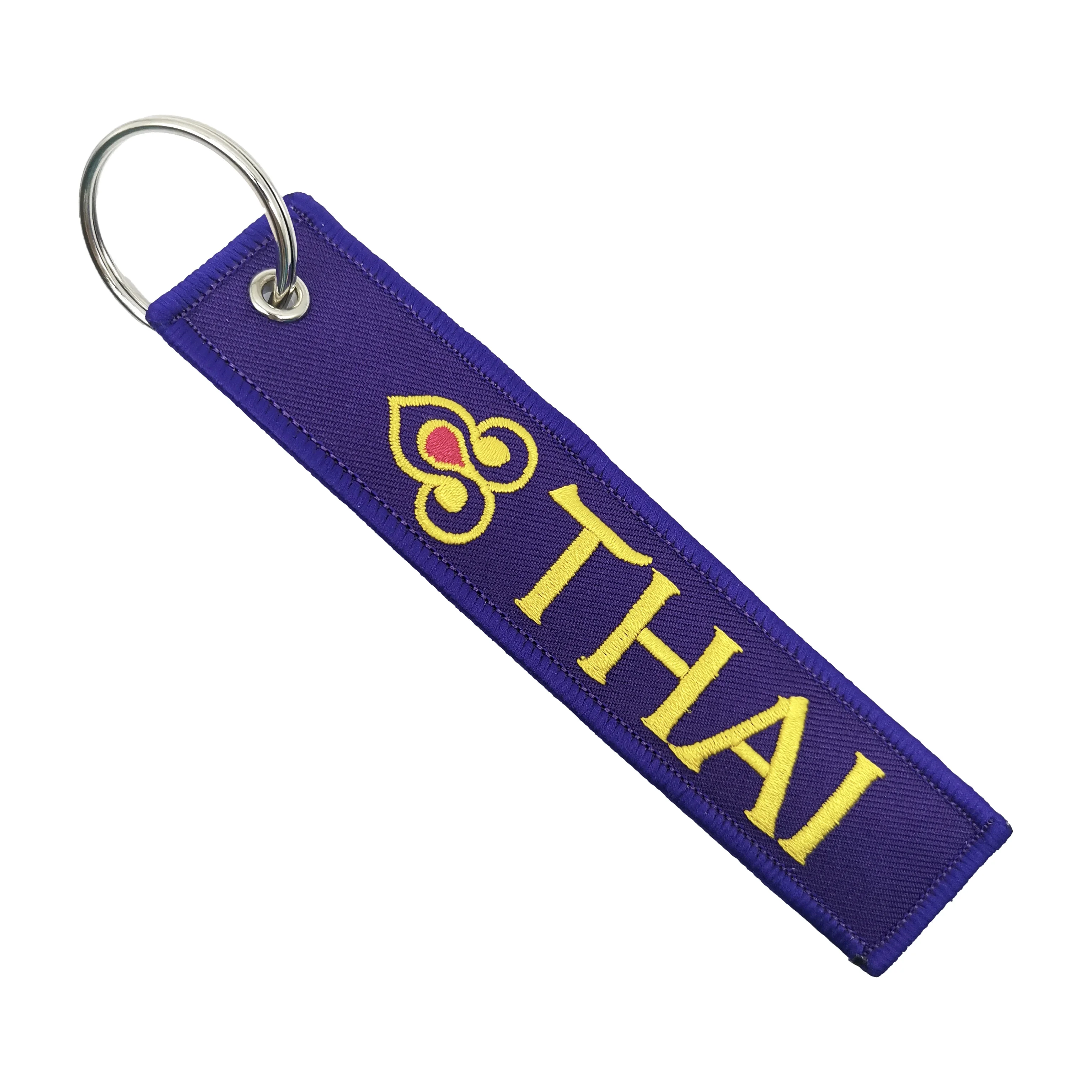 1 PC  THAI Purple Keychains Fashion Trinkets Embroidered Keychain Metal Keyring Keychains for Flight Crew/Pilot/Aviation Loves