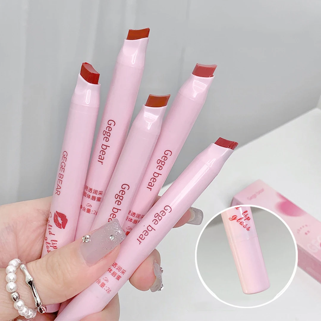 

Gegebear Water-light Mirror Lip Glaze Glitter Lip Tint Longlasting Moisturising Natural Solid Lipstick Pen Lip Makeup