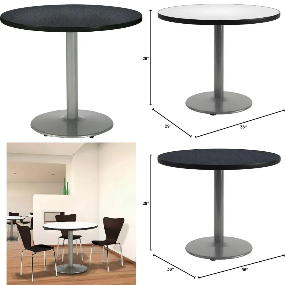 

KFI Seating Round Pedestal Table, Commercial Quality, 36-Inch Diameter, Graphite Nebula Finish, American Made