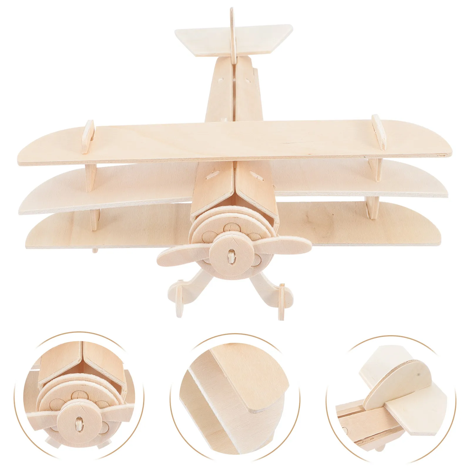 

3Pcs Wooden Airplane Assembly Puzzle Kit for Children Develops Hand Eye Coordination Imagination Great Festival Birthday Gift
