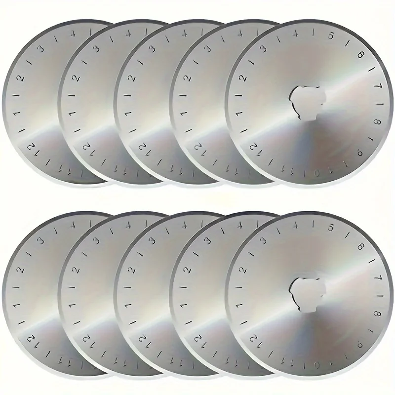 10PCS 45mm Rotary Cutter Blades Sharp and Durable Blades with Clear Scale for Quilting Sewing Crafting and Fabric Leather Cut