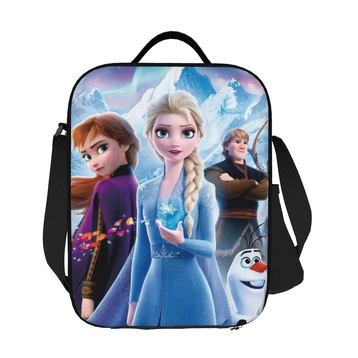 Custom Frozen Princess Elsa Anna Olaf Insulated Lunch Tote Bag for Women Cartoon Anime Cooler Thermal Food Lunch Box School