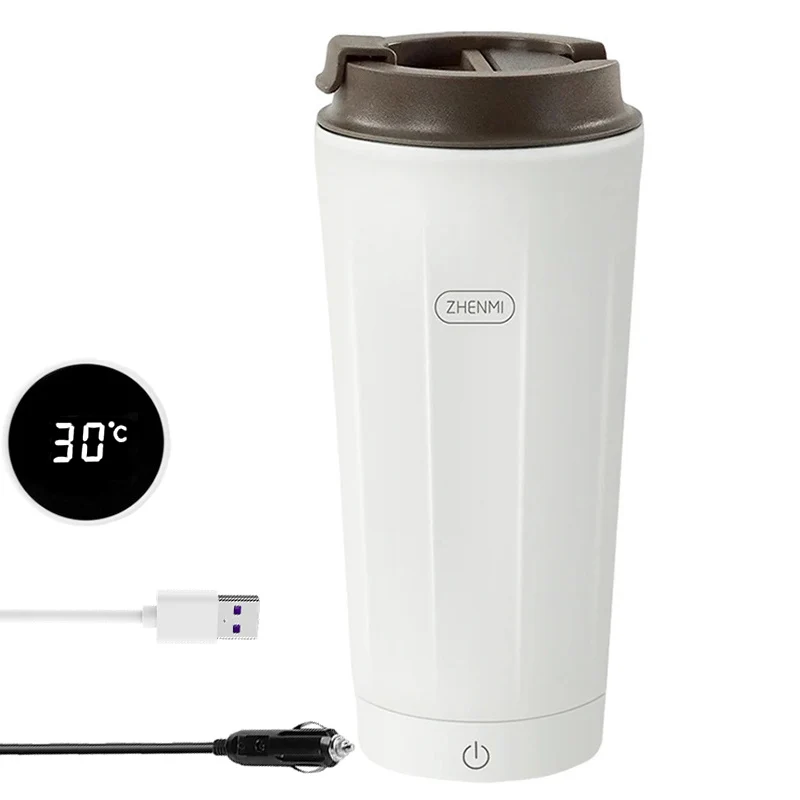 USB Car Plug Electric Heating Bottle Kettle Intelligent Display Portable Camping Travel Mini Water Thermal Cup Thermostat