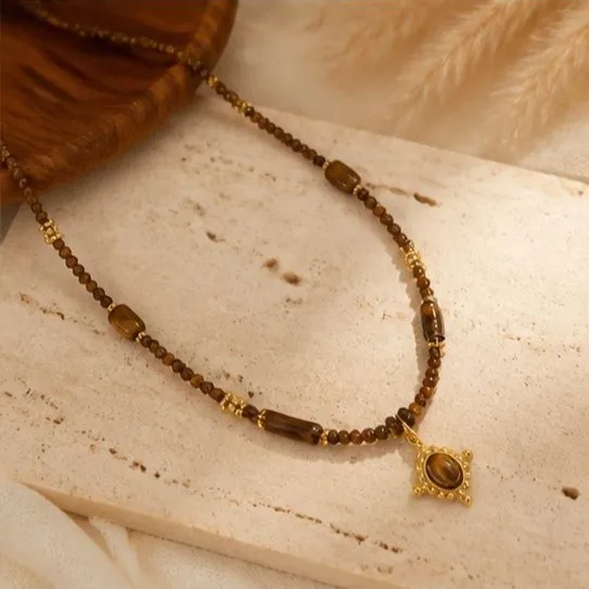 Douyin New Chinese Color Beaded Necklace Light Luxury Niche Exquisite Clavicle Chain Men's and Women's Versatile Temperament Jew