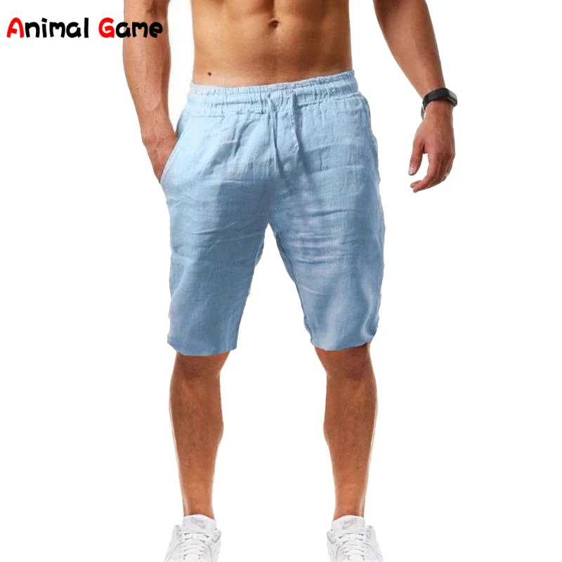 Men\'s Beach Linen Solid Shorts Swimming Shorts Husband Women\'s Short Man Summer Male Casual Pants