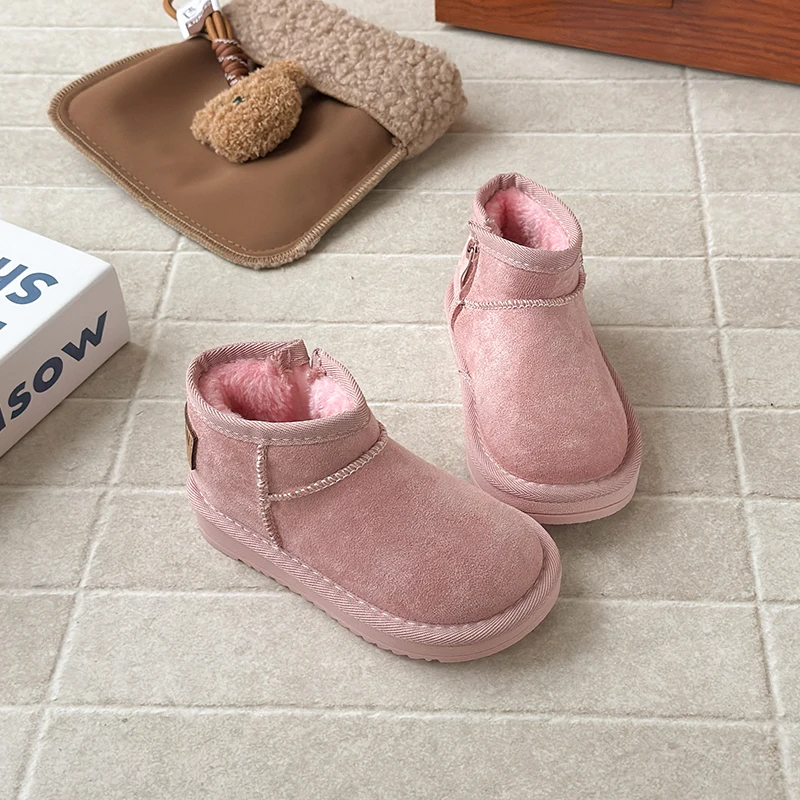 

2025 Children Cotton Boots for Girls Winter New Fashion Korean Style Soft Bottom Anti-slippery Versatile Trendy Warm Snow Boots