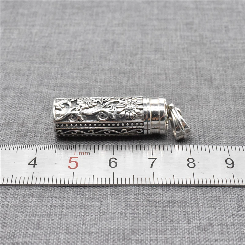 1 Piece Lotus Flower Prayer Box Locket Pendant in 925 Sterling Silver for Yoga Meditation Necklace Making