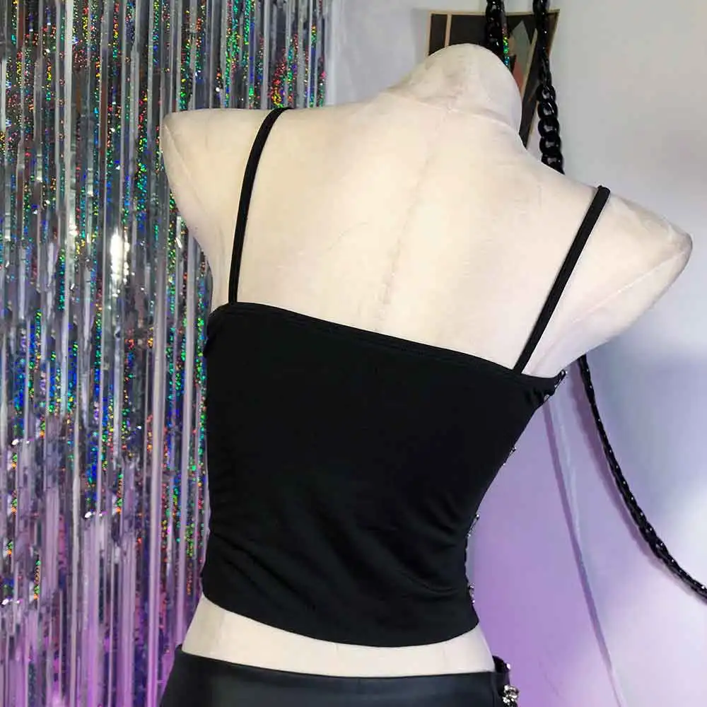 Women's Y2K Gothic Cross Crop Top Emo Grunge Punk Tank Egirl 90s Sexy Goth ALT T-Shirt for Rave Festival Alternative Clothing