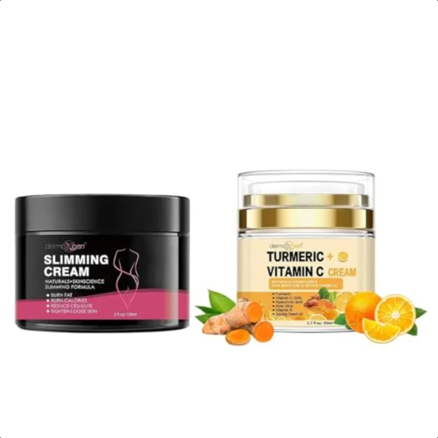 

Turmeric Face Cream with 30 Vitamin C + Organic Slimming Firming Body Cream Hydrating Glow Moisturizer for Face Tummy and Waist