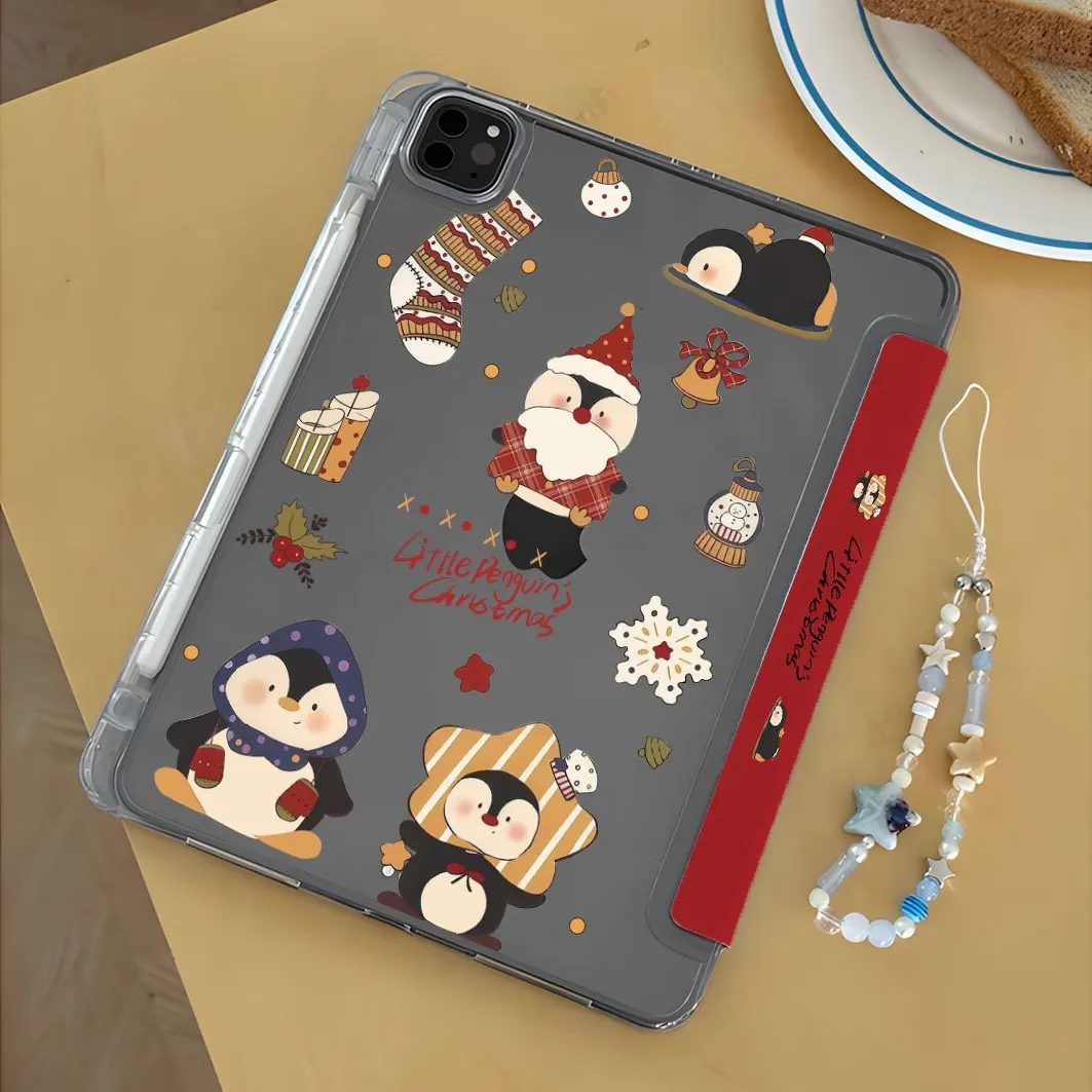 Christmas Wave Point Penguin Tablet Case For iPad pro10/11/2020/6th/7th /8th /Air 3rd/4th/9th Air 5th Air 11 MINI 3Y-Fold Cover