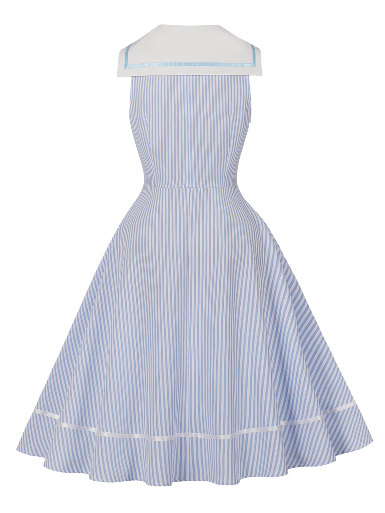 Tonval Sailor Collar White and Blue Striped Summer Dresses for Women 2026 Sleeveless Contrast Tape Vintage Midi Dress - AliExpress 200000345 Tonval Sailor Collar White and Blue Striped Summer Dresses for Women 2026 Sleeveless Contrast Tape Vintage Midi Dress - AliExpress 200000345