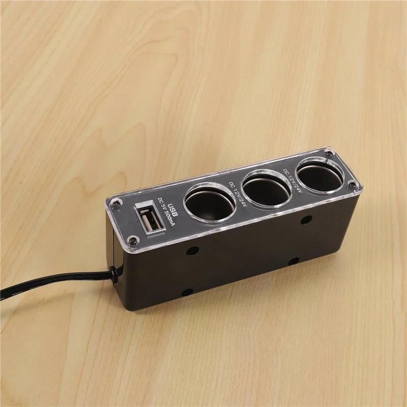 Smart-5X 3 웨이 멀티 소켓 자동차 담배 라이터 분배기 USB 플러그 충전기 DC 12V/24V USB 포트가있는 트리플 어댑터