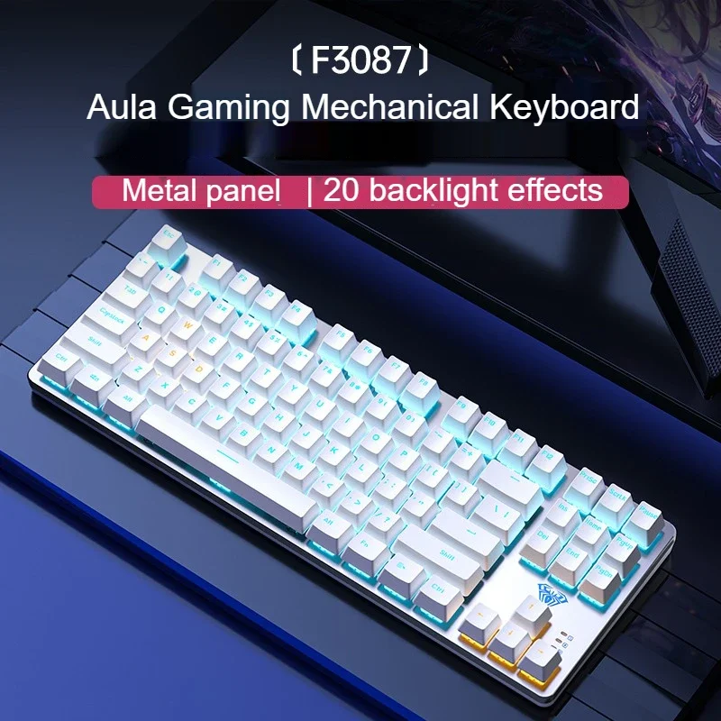 

Aula F3087 Wired Mechanical Keyboard 87 Keys Portable Gaming Keyboard Full Key No Punch Rgb Light for PC gaming Laptop Office