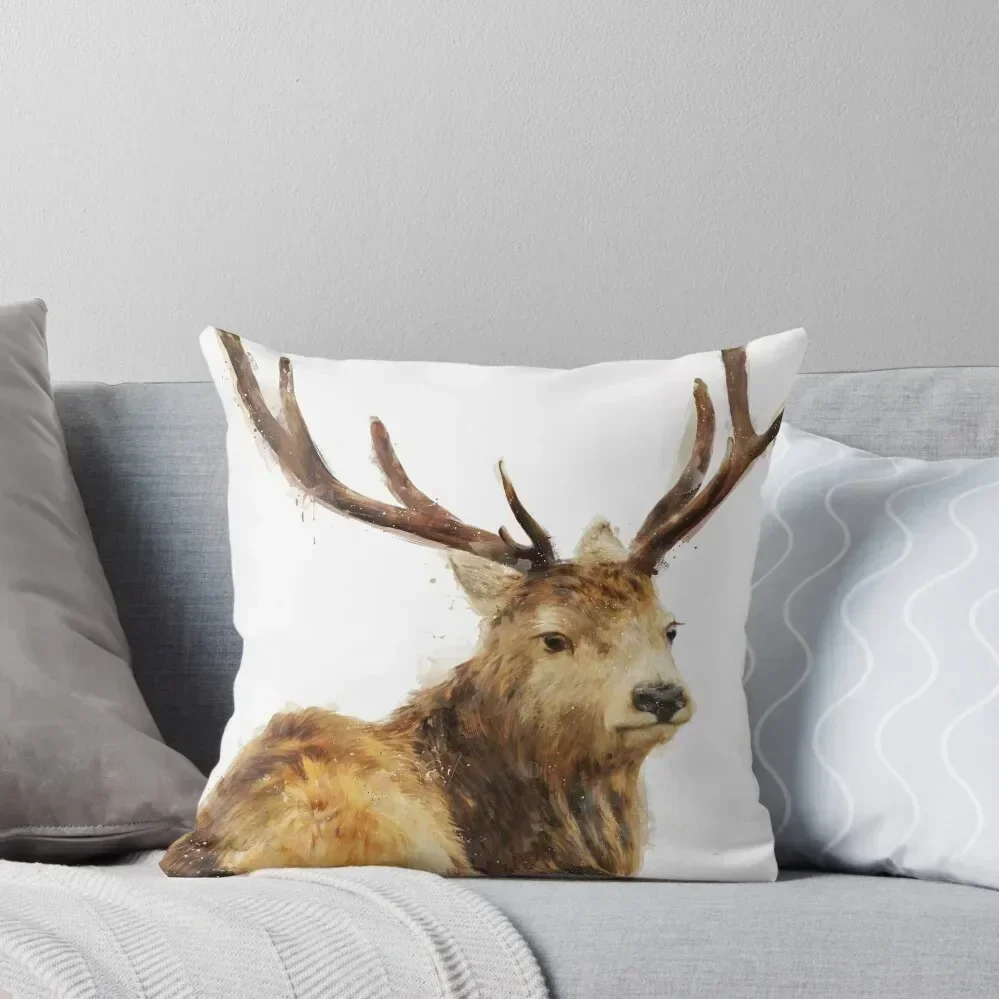 

Winter Red Deer Throw Pillow Marble Cushion Cover pillows decor home Pillow Cases pillow