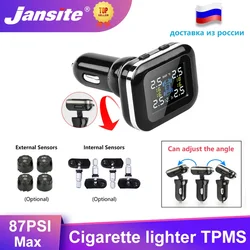 Jansite Auto Tpms Sigarettenaansteker Bandenspanningscontrolesysteem Sensoren Instelbare Weergavehoek Auto Beveiliging Tpsm Sensor