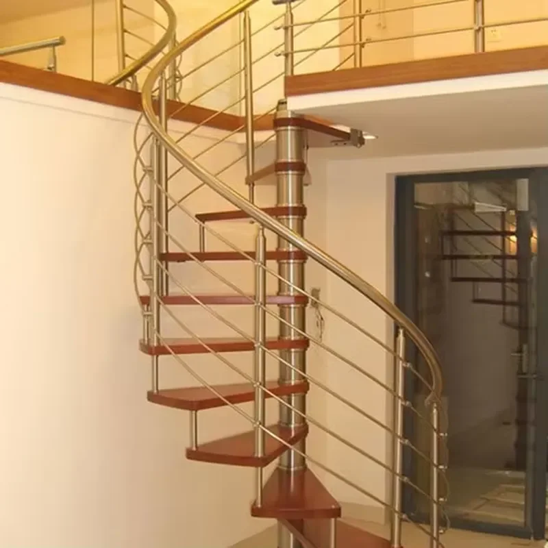 Wooden Steps Stairs White Spiral Special Outlook Railing Plate Railing Design Stairs
