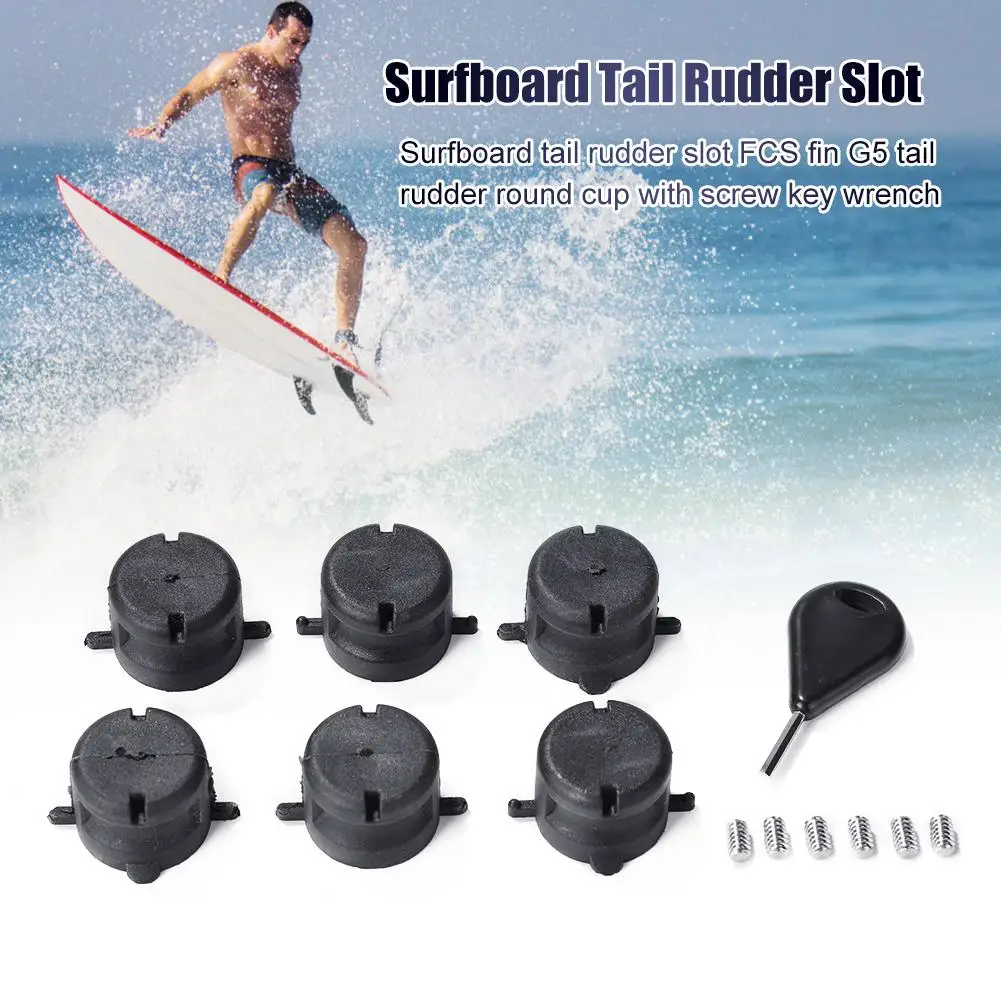 6PCS Surfboard Tail Rudder Slot Accessories Kits for FCS Style Fin Plugs G5 Leash Plugs Box Surfboard Tail Supplies