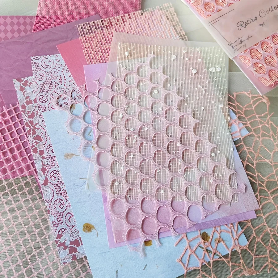 

1 pack of 15 pages of pink multi-material material paper, Diy material paper in magazine - Office art making