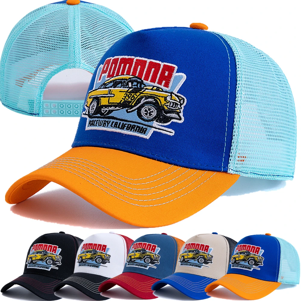 Neue Stil Unisex Sommer Angeln Kappe Atmungsaktive Mesh Trucker Hut Männer Frauen Große Lkw Gesticktes Muster Snapback Outdoor Hut