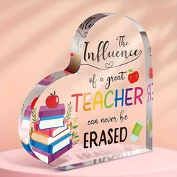 1pc,Thanks to Teacher Appreciation Present Heart Acrylic Keepsake and Paperweight Plaque from Student for Graduation Last Day