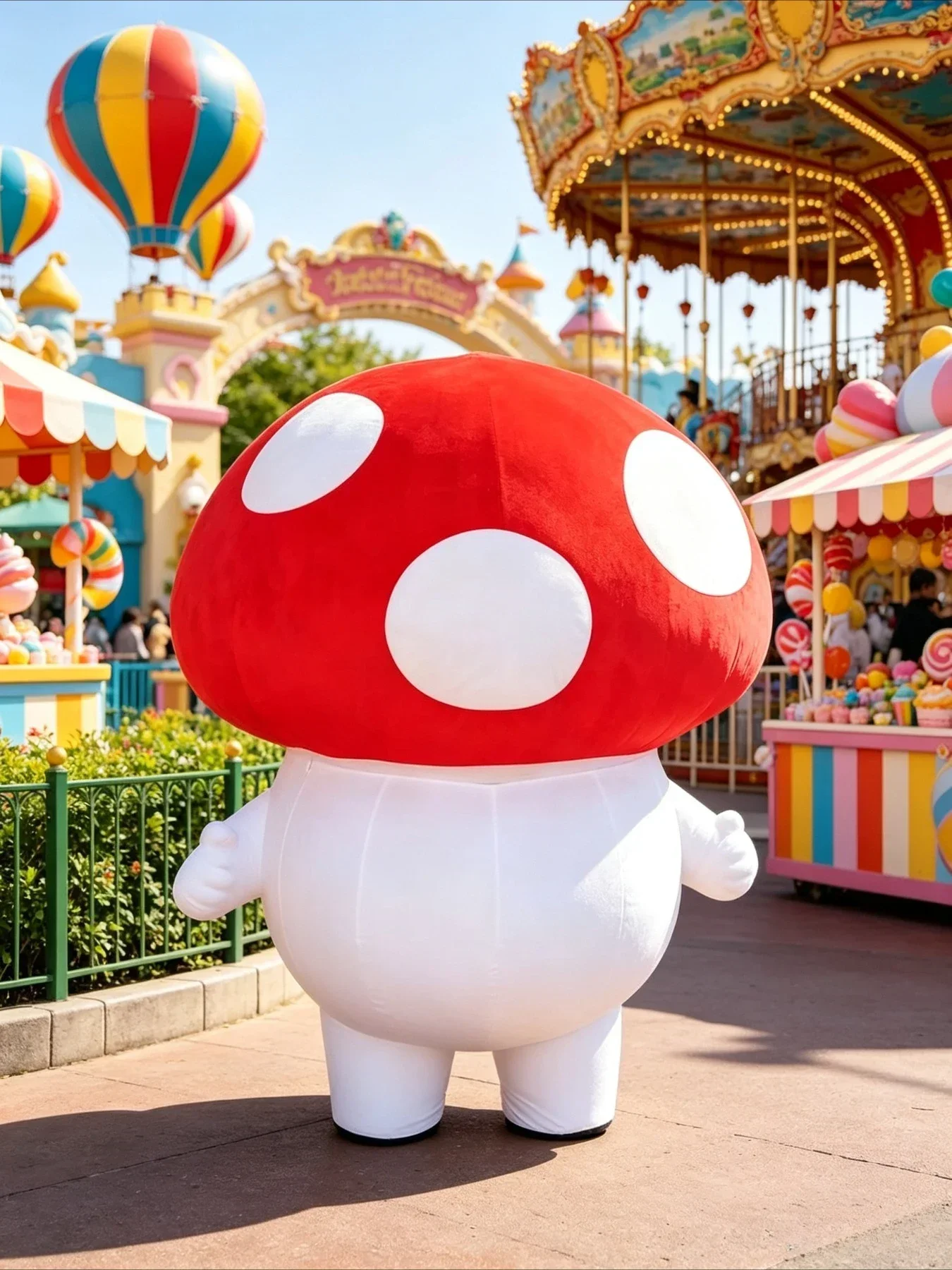 Inflatable Mushroom Mascot Costume Adult Cartoon Character Walking Cartoon Fancy Dress for Xmas Party Event view 2