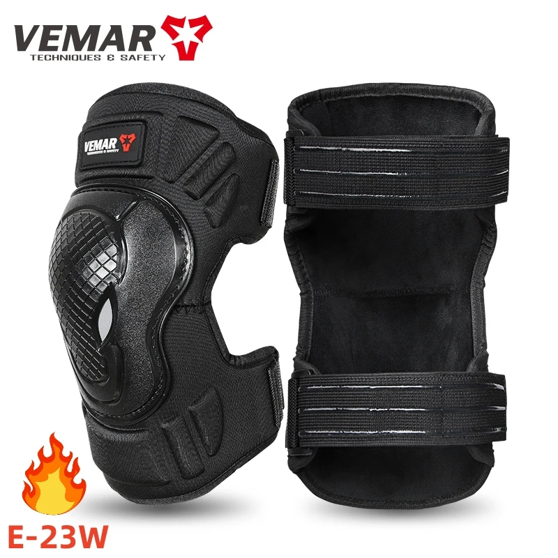 Thickened Warm Fleece-Lined Motorcycle Knee Pads Hard Shell Anti-Fall Protector for Winter Riding Protective Gear Black M-L