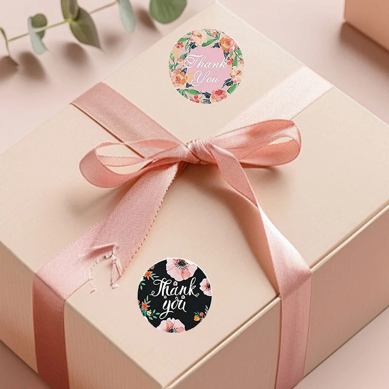 500 قطعة تسميات مستديرة ورق الكرافت شكرا لك ملصق Dragees كيس الحلوى زهرة هدية صندوق كعكة صناديق وتغليف ملصقات الزفاف #5