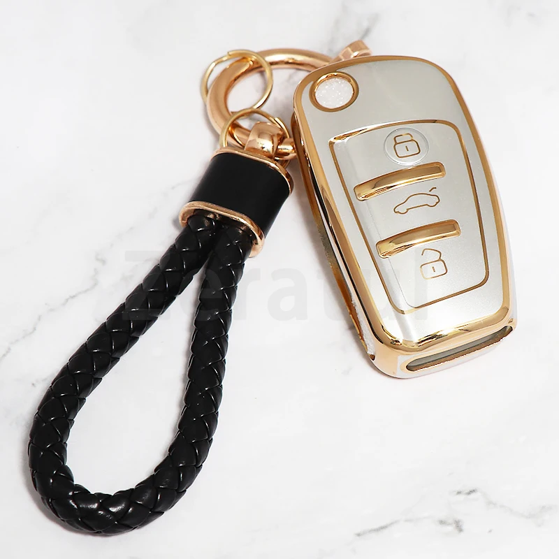 For Audi Q3 Q5 Q7 A1 A3 A4 8P 8L 8V A5 B6 B7 A6 A7 C5 C6 4F S3 S4 S6 RS3 TT TPU Auto Shell Car Remote Key Case Fob Cover view 3