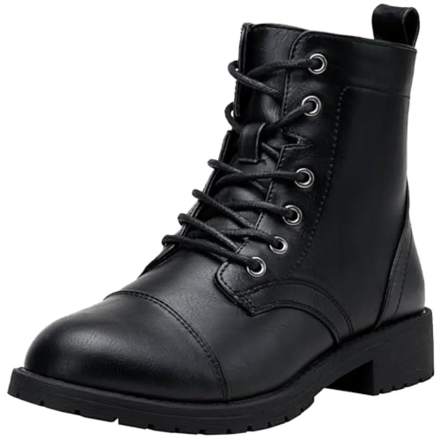 

Women's Ankle Boots Lace up, Flat Fashion Combat Booties Low Heel