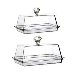 Clear Butter Dish with Cover Container Kitchen Accessories Dinnerware Butter Holder Cheese Server Storage Keeper Tray