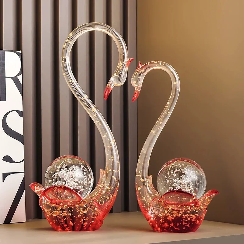 Esculturas de Cisnes para Parejas, Obras de Arte de Lujo, Decoración Nórdica para Habitaciones, Artesanía para Decoración del Ho