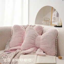 pink plush bow shaped cushion sofa knot bow throw pillow backrest
