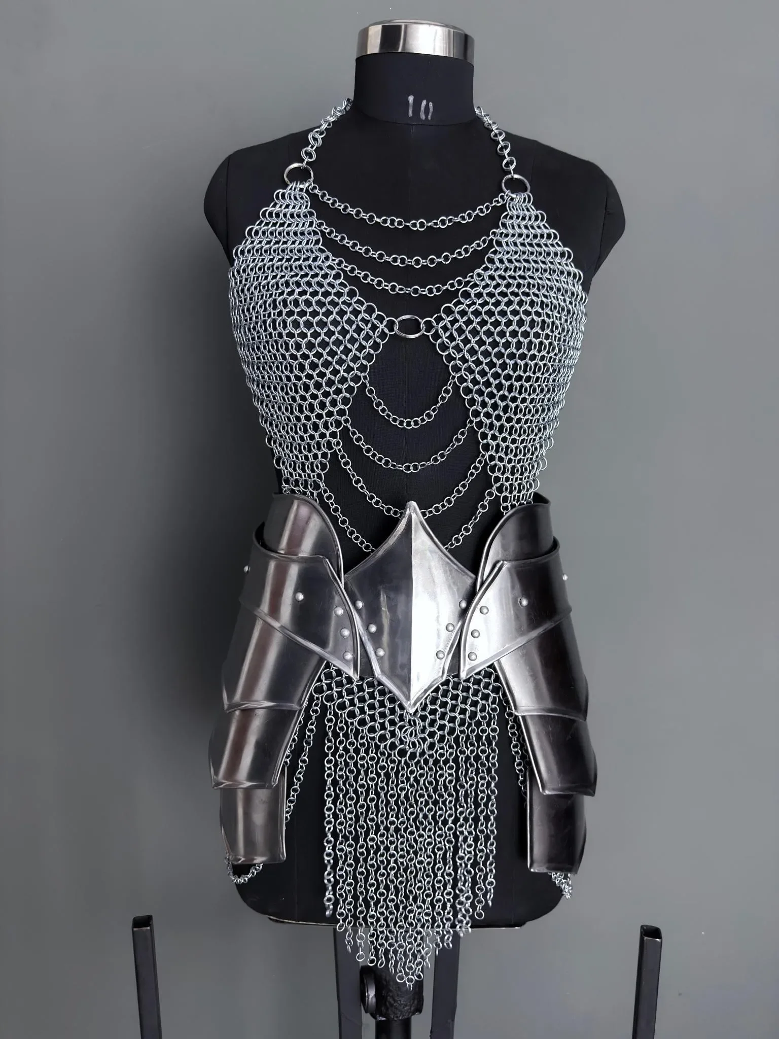 Handmade Medieval, Vintage, Brave Female Warrior Cosplay Steel Chainmail