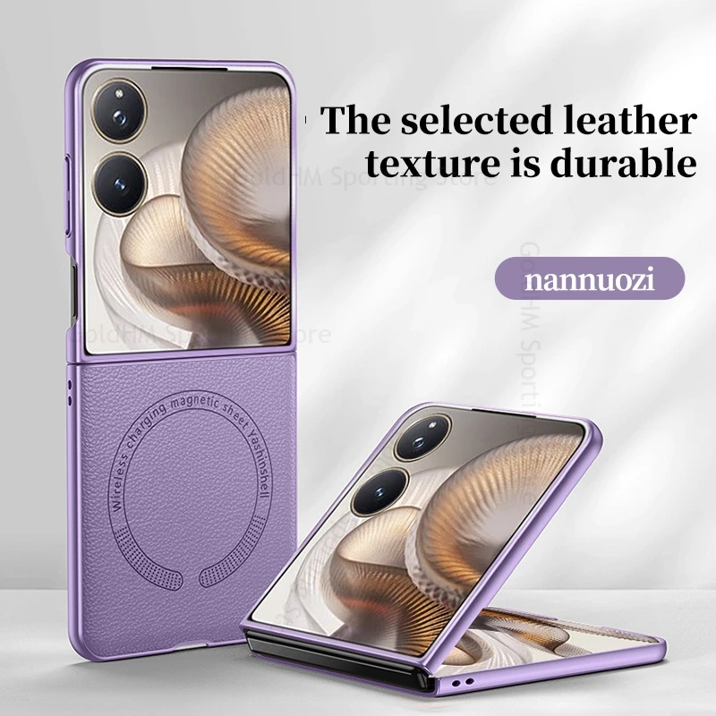 

Wireless Charger Magnetic PU Leather Phone Case For Xiaomi Mix Flip 2 5G For Magsafe Magsafing Cover For Xiaomi Mix Flip2 Fundas