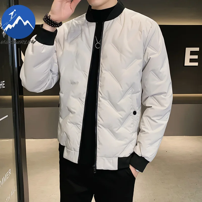Maxbarley Winter Lightweight Baseball Jacket Men 2025 Brand Thick Down Cotton Padding Jacket Luxury Solid Color Warm Padded Coat