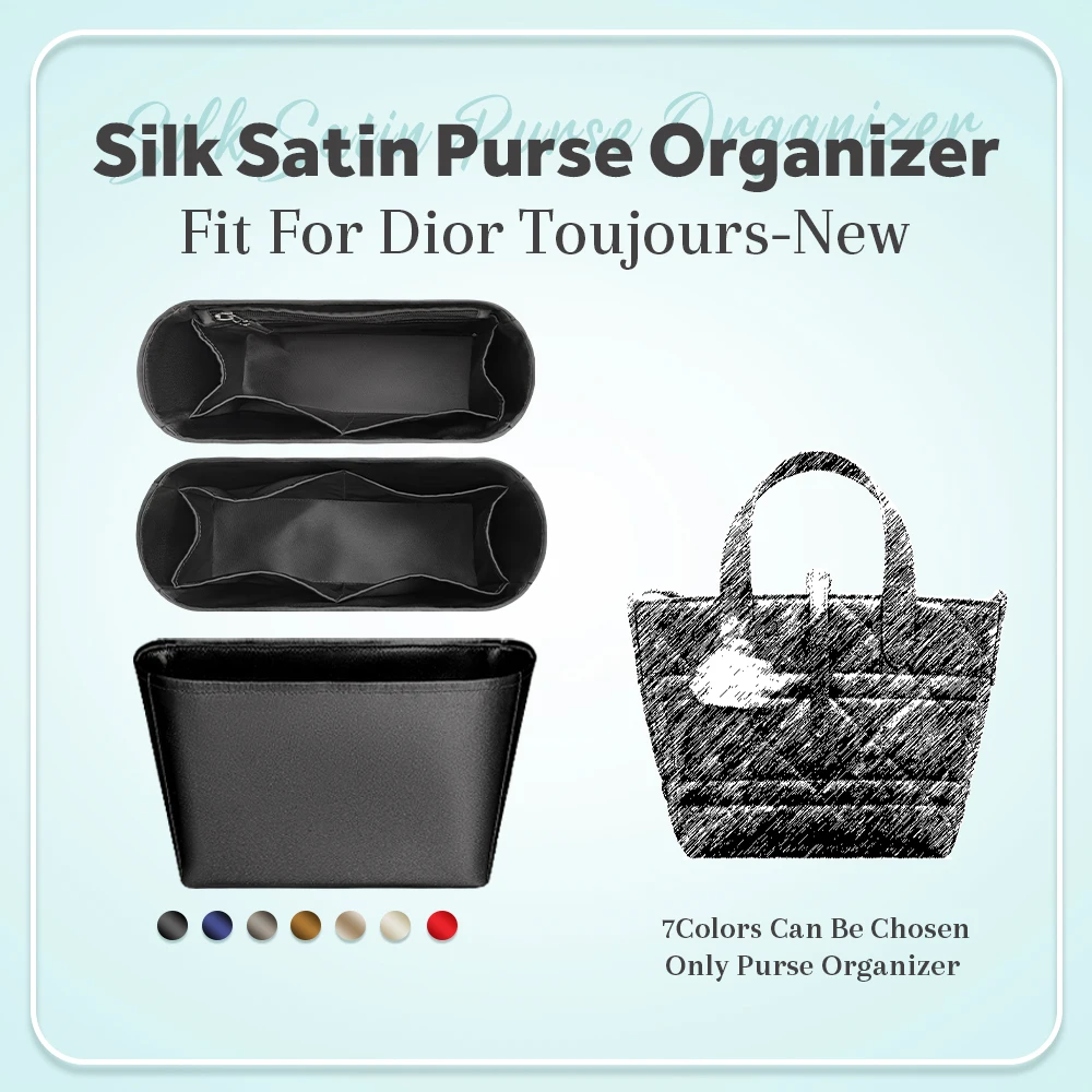 

Silk Satin Purse Organizer Insert, Inside Storage Bag In Bag Organizer Insert Fit for Dior New Toujours Inner Liner Storage Bag