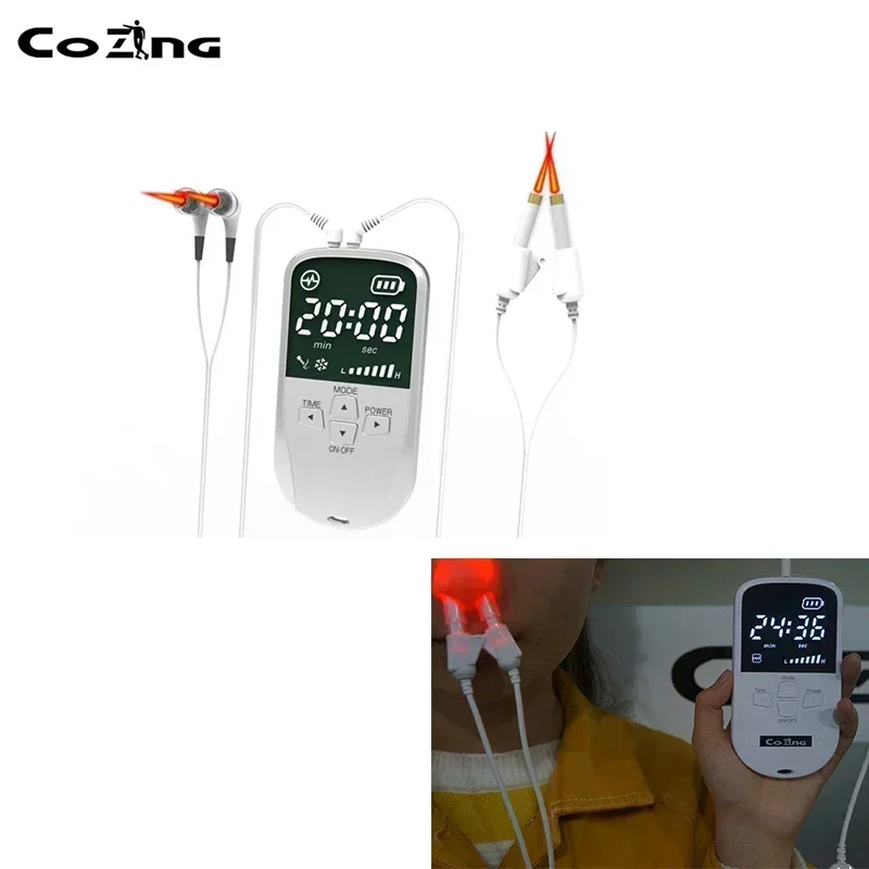 Tinnitus Treatment Laser Cure Hearing Loss Cleans Earwax Ears Antibacterial Nose Care Rhinitis Therapy 2IN1 Laser Therapy Deivce