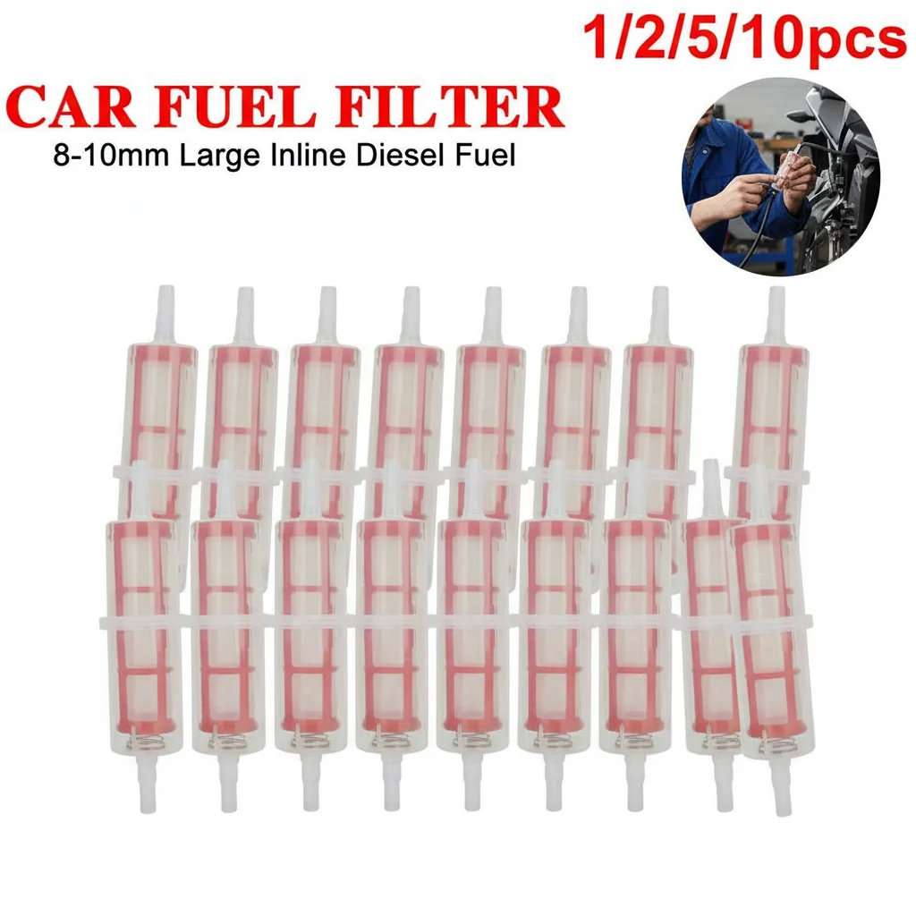 Großer 8-10mm Inline-Dieselkraftstofffilter aus Kunststoff für Motorräder und Autos Universeller Inline-Kraftstofffilter Ersatzzubehör