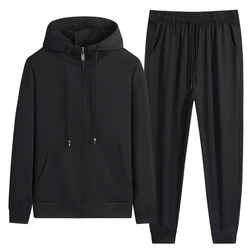 New Korean Fashion Men'S Summer Thin Breathable Hooded Cardigan Two Piece Set Outdoor Running Jacket Leisure Sports Suit