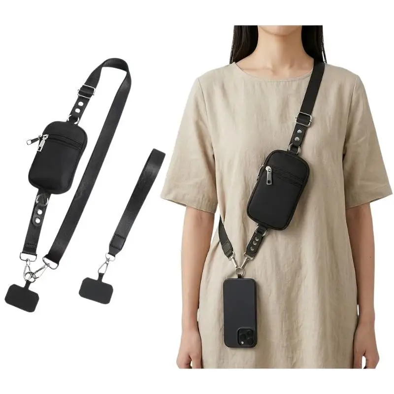 1 Set Verstellbares Handy-Umhängeband mit abnehmbarem Handgelenkriemen, Wechseltasche, Reißverschluss-Geldbörse und Kartenhalter – Detail 7