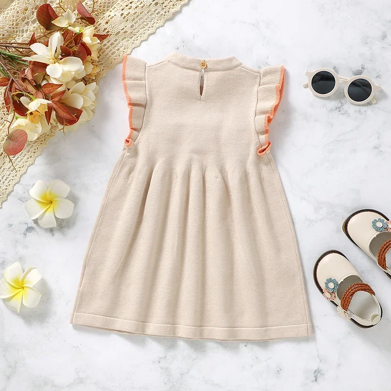 Baby Dress Knitted Summer Girl Petticoats Sleeveless Infant Clothing Fashion Solid Ruffles Cute Florals Overalls Children Skirt