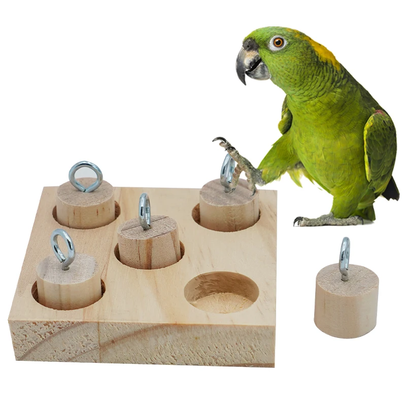 Parrot Bird Toys Natural Wooden Block Parrot Chewing Toy Pet Training Puzzle Stress Relief supplies Birdcage Accessories