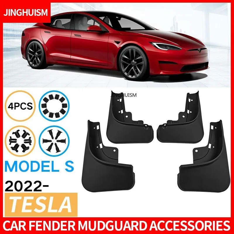 Mudguards for Tesla MODEL S 2022-2023 Fendes Mud Flaps Car Exterior Mudguard Black Accessories for Fender Protector