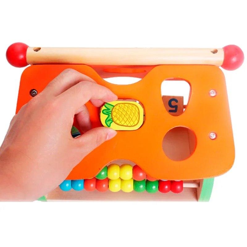 Multi-functional Baby Wooden wisdom house DIY String fruit Beads Arithmetic abacus set Wood Math Counting Building Block game